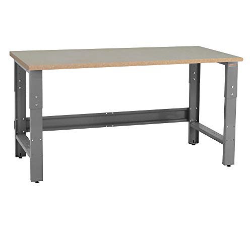 Table & Workbench: 1" Thick Particle Board Top, Height Adjustable Bench - 24" D x 48" L x 30" - 36" H - by BenchPro - size: 24" D x 48" L, style: Particle Board