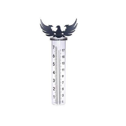 7" Rain Gauge Outdoor, Accurate Glass Tube Best Rated with Eagle Shape Rack, Decorative Eagle Rain Measure Tool for Garden, Lawn, Patio (Style C) - style: Style C