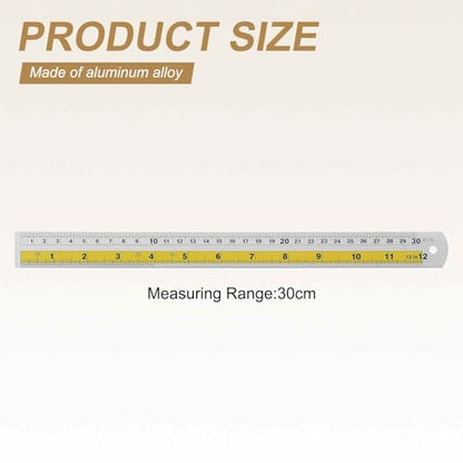 HARFINGTON 2pcs Metal Straight Ruler 30cm Metric SAE Aluminum Alloy Measuring Rulers Scale Tool with Hole for Measure Study Reading Classroom Office, Yellow - color: Yellow, size: 30cm