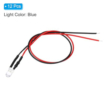PATIKIL 5mm LED Diode Light 12 Pcs 3V DC Blue Light - color: Blue, size: 3V