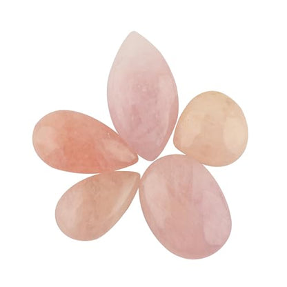 CRYSTALIS Wholesale 5pcs Natural Morganite Loose Gemstone Bulk Cabochons Jewelry Making Supply, Chakra & Healing Polished Stones, Wire Wrapping, DIY, Gem Collection