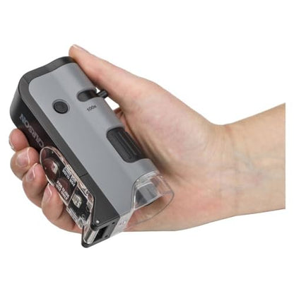 Carson MicroFlip 100x-250x, LED UV Pocket Microscope with Smartphone Clip, STEM Education (MP-250) - style: Single Pack