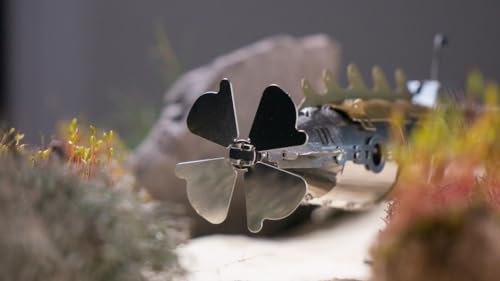 METAL-TIME Elusive Nautilus Submarine 3D Metal Mechanical Model Building Kit | Unique Wind-Up Moving Mechanism | Assemble Disassemble Stainless Steel Puzzle - 91 Pieces