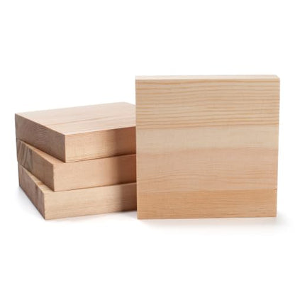 Wooden Blocks Wood Blocks for Crafts, 4 PCS 6″X6″X1″ Blank Wood Squares - size: 6″x6″x1″ - 4PCS