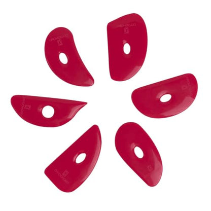 Diyoohomy 6pcs Soft Silicone Pottery Ribs for Ceramic, Mud and Clay Tools - color: red-6