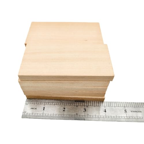 10PCS Unfinished Basswood Blocks for Crafts, Wood Craft Panels for Art, Engraving, Painting, DIY Projects, Chip Carving, Fretwork (3.93 x 1.96 x 0.39 in) - size: 3.93 x 1.96 x 0.39 in