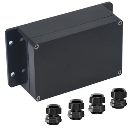 Junction Box IP65 Waterproof ABS Plastic Electrical Project Case Power Junction Boxes, Project Box with Fixed Ear Black 6.22x3.54x2.36 inch (158 x 90 x60 mm) - color: Fixed Ear Design, size: 6.22"x3.54"x2.36"