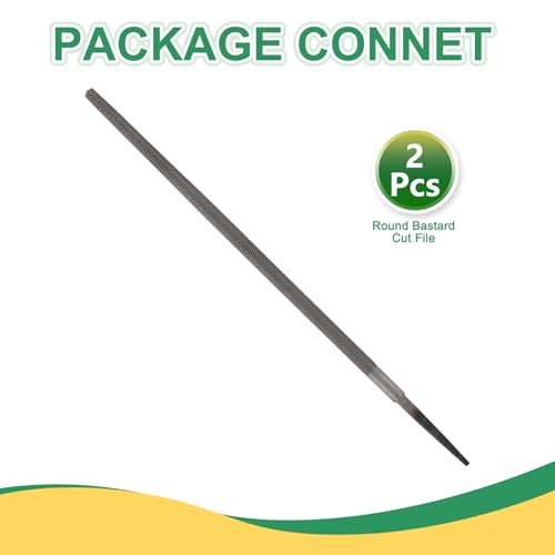 HARFINGTON 2 Pcs 10" Round Coarse Cut File Double Cut Teeth Coarse Metal File High Carbon Steel T12 without Handle for Metal Wood Finishing Roughing, Grey - size: 10", style: Coarse Cut