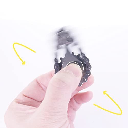 Fidget Spinner, Sprocket Linkage Bike Chain Spinner Design 2 Gears Figity Spin Finger Games, Metal Stainless Steel Durable Mechanics, Premium Figit Toy - Silver - color: Silver