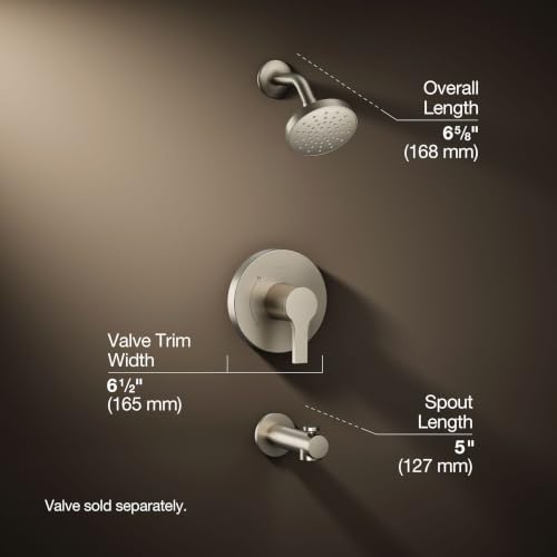 KOHLER TS35322-4G-BN, Elate Rite-Temp Tub and Shower Trim with Single Function 1.75 GPM Showerhead, Vibrant Brushed Nickel, Stylish Tub and Shower Fixture, High Performance - color: Vibrant Brushed Nickel, size: 1.75 GPM