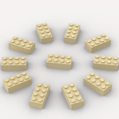 500 Piece Tan Bricks Bulk, Tan 2x4 Building Bricks Flat, Compatible with Lego Parts and Pieces - color: 2x4 Brick Tan