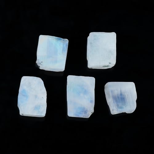CRYSTALIS (5pcs) Rainbow Moonstone Wholesale Bulk Natural Loose Gemstone Rough, Jewelry Making Supply, Healing Raw Stones, Wire Wrapping, DIY, Cabbing, Tumbling, Collectible Gemstones (10-15mm)