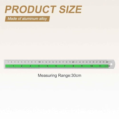 HARFINGTON 2pcs Metal Straight Ruler 30cm Metric SAE Aluminum Alloy Measuring Rulers Scale Tool with Hole for Measure Study Reading Classroom Office, Green - color: Green, size: 30cm