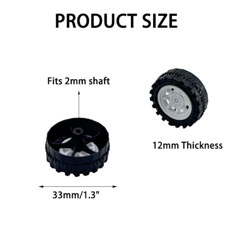 10PCS Toy Car Wheels 2mm Dia Shaft Plastic Car Wheels with 5PCS Shaft Round Rod Axles for RC Car Truck Robot DIY Model Toy Building Accessories (2x12x33mm White) - style: 2x12x33mm White