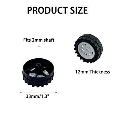 10PCS Toy Car Wheels 2mm Dia Shaft Plastic Car Wheels with 5PCS Shaft Round Rod Axles for RC Car Truck Robot DIY Model Toy Building Accessories (2x12x33mm White) - style: 2x12x33mm White