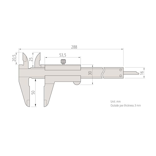Mitutoyo 530-119 Vernier Caliper, Stainless Steel, Inch/Metric, 0-12" Range, +/-0.0015" Accuracy, 0.001" Resolution
