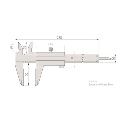 Mitutoyo 530-119 Vernier Caliper, Stainless Steel, Inch/Metric, 0-12" Range, +/-0.0015" Accuracy, 0.001" Resolution