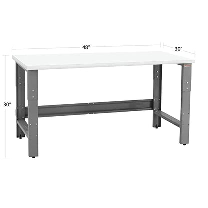 Table & Workbench: 1" Thick Laminate Top, Height Adjustable Bench - 30" D x 48" L x 30" - 36" H - by BenchPro - size: 30" D x 48" L, style: Plastic Laminate