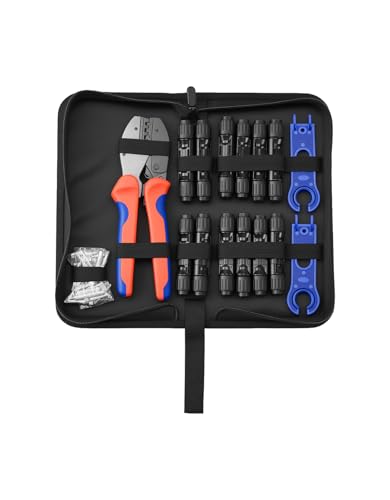 BougeRV Solar Crimper Tool Kit - Crimper, 12 Pairs Connectors, 2 Spanners - size: 12 Pairs Solar Connectors Kit