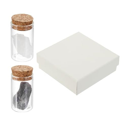uxcell 2Pcs Crystal Gemstone Bottles, Natural Crystal Stone Bulk with Glass Display Jar Mini Stuff Collectible Adornments for Home Office Centerpiece Collection Gift, White/Clear Purple - color: White/Clear Purple