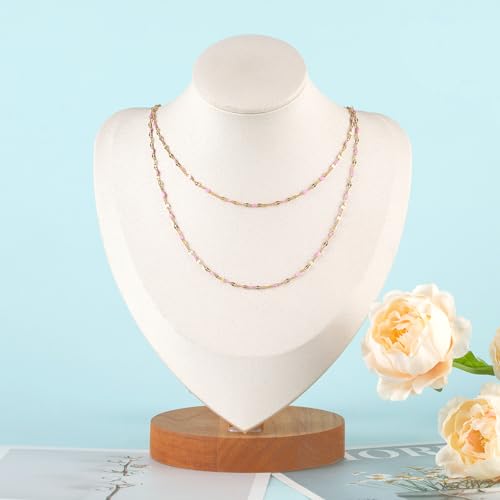 UMAOKANG Pink Enamel Chains for Jewelry Making Stainless Steel Chain Bulk - color: Gold-Pink