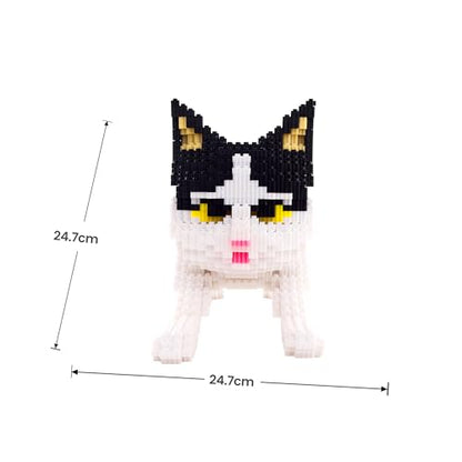 Cat Micro Building Blocks Animal Set, Cow Cat DIY Mini 3D Building Toy Bricks Kit Gift for Adults and Kids, 4800 Pieces, Black & White - color: Black Cat