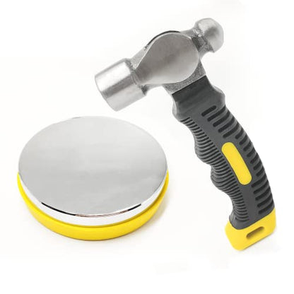 Steel Bench Block and Metal Stamping Hammer Kit, No-Rebound Metal Bench Block, Jewelry Stamping Hammer, Jewelry Metal Stamping Tools for Jewelry Making & Metal Stamping - color: Yellow, Round