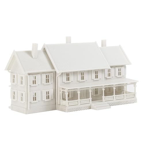 N Scale Model Village Two-Story House with Porch Kit Unassembled Christmas Building for Model Railroad JZN5891JJ