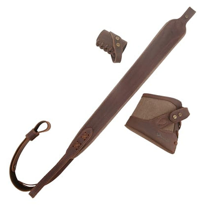 WAYNE'S DOG No Drill Leather Rifle Sling with Slip-on Recoil Pad and Barrel Mount fit for Lever Action Rifles, Shotguns - color: Coffee, size: Canvas & Leather