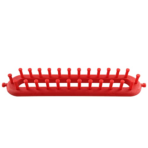 JCBIZ Rectangle Knitting Looms Plastic Weaving Looms Set Scarf Hats DIY Crocheting Handmade Craft Kit with a Crochet Hook and Needle for Knitting Lovers, 26 cm (Red) - size: Medium