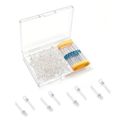 Chanzon 100pcs 5mm Yellow LED Diodes + 100pcs 470Ω 1/4W 1% Resistors Kit - color: G) Yellow, size: 5mm