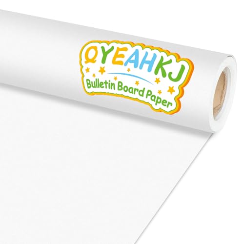 Qyeahkj White Bulletin Board Paper Roll White Bulletin Board Background Paper Fade Resistant Classroom Decoration Poster Art Craft Home Wall Education Decoration Supplies 17.7in x 20ft - style: White