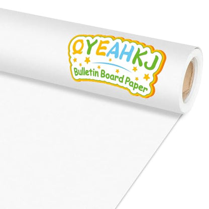 Qyeahkj White Bulletin Board Paper Roll White Bulletin Board Background Paper Fade Resistant Classroom Decoration Poster Art Craft Home Wall Education Decoration Supplies 17.7in x 20ft - style: White