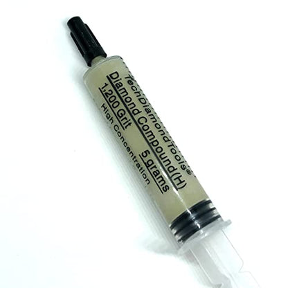 TechDiamondTools Diamond Polishing Paste & Lapping Compound — 1200 Grit (10-20 Micron) | USA Made | Oil-Based Syringe | Metal, Glass, Gemstone, Knife, Jewelry | 50% Diamond Powder Concentration - size: 1,200 grit / 10-20 microns