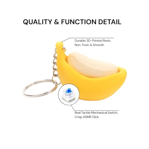 Fruit Fidget Clicker Toy with Mechanical Switch, 3D Printed ASMR Stress Relief Keychain, Cute Banana Sensory Fidget Toy for Teens & Adults Ages 14+