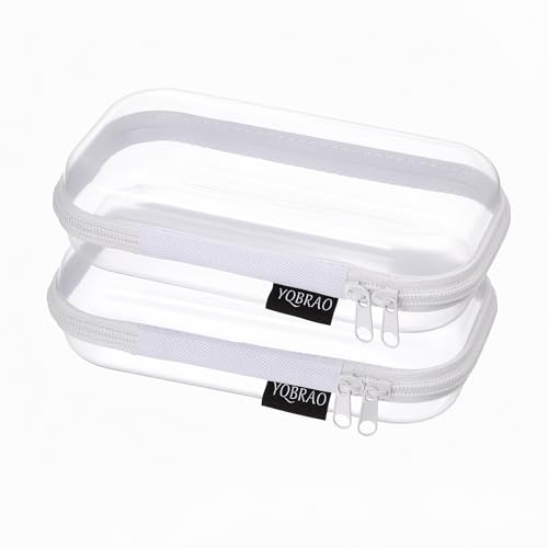 YQBRAO 2-Piece Small Clear Hard Shell Zipper Case Set, White - color: White, size: SS