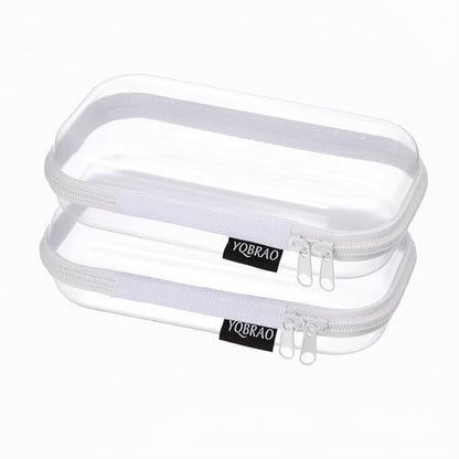 YQBRAO 2-Piece Small Clear Hard Shell Zipper Case Set, White - color: White, size: SS