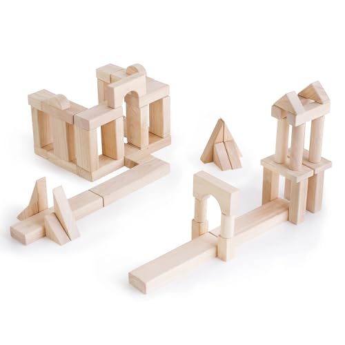 Guidecraft Unit Blocks Set D – 135 Piece Set: STEM Educational Creative Construction Toy for Toddlers, Wooden Block Play Building Set - size: 135 Pieces