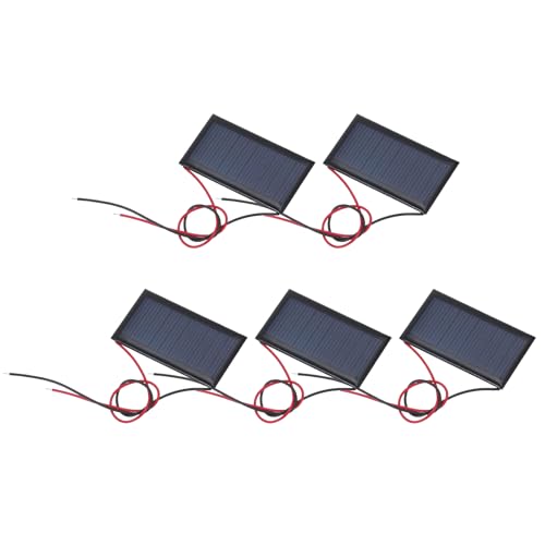 MECCANIXITY 5 Pcs 5V 0.225W 45mA Mini Solar Panels, Small Polycrystalline Solar Cell Panel with 2 Cable for DIY Electric Toy Materials Kits Charger, 53mm x 30mm - style: 5V 0.225W 45mA