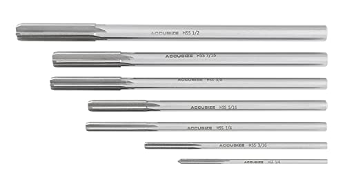 Accusize Industrial Tools Chucking Reamer Set, 1/8" to 1/2" by 1/16", 7 Pc - size: Fractional 1/8" thru 1/2" by 16ths