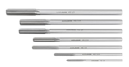 Accusize Industrial Tools Chucking Reamer Set, 1/8" to 1/2" by 1/16", 7 Pc - size: Fractional 1/8" thru 1/2" by 16ths