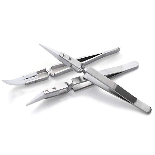 Yakamoz Reverse Ceramic Tweezers, 3pcs Non-Conductive Precision Tool