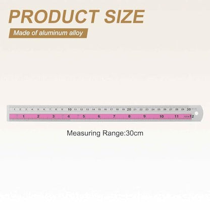 HARFINGTON 2pcs Metal Straight Ruler 30cm Metric SAE Aluminum Alloy Measuring Rulers Scale Tools with Hole for Measure Study Reading Classroom Office, Pink - color: Pink, size: 30cm