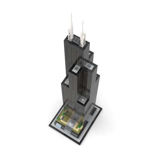 Iconic Chicago Architecture Building Blocks Set for Adults, 2845PCS MOC-127024 1/800 World Famous Landmark Street Scene Building Bricks Set, DIY Assembly Construction Model Gift - style: Iconic Chicago Landmark Street Scene