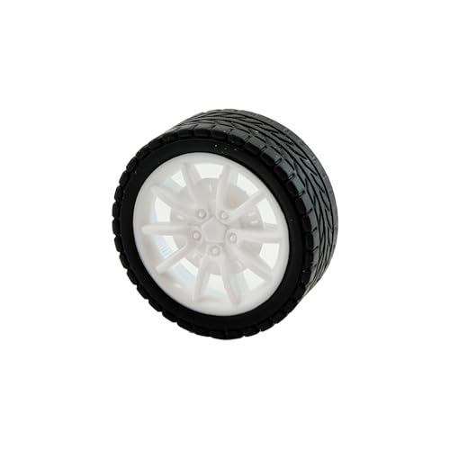 20PCS Toy Car Wheel Model Car Rubber Tire Wheel with 10PCS Round Shaft Axles for for RC Car Truck Robot Boat Helicopter DIY Model Toy Part (White) - color: White