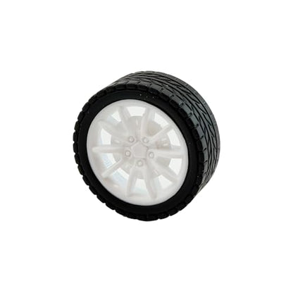 20PCS Toy Car Wheel Model Car Rubber Tire Wheel with 10PCS Round Shaft Axles for for RC Car Truck Robot Boat Helicopter DIY Model Toy Part (White) - color: White
