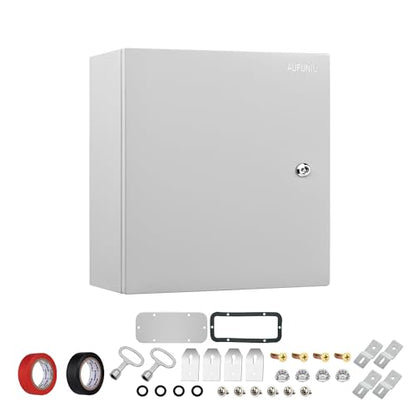 Steel Electrical Junction Box, 20 x 20 x 6 inch Waterproof & Dustproof Electrical Enclosure, Outdoor & Indoor Universal Project Box with Lock & Mounting Plate - size: 20 x 20 x 6"