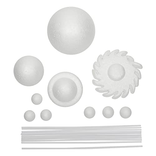 12-Piece 3D Solar System Model Kit - 12 Pcs White Foam Balls & Dowels - DIY Solar System Project & Kids Toys - Foam Planets to Paint & Painting Kit for Science Coloring Fun for Kids
