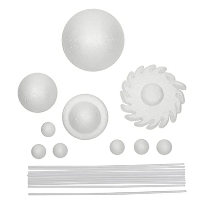 12-Piece 3D Solar System Model Kit - 12 Pcs White Foam Balls & Dowels - DIY Solar System Project & Kids Toys - Foam Planets to Paint & Painting Kit for Science Coloring Fun for Kids