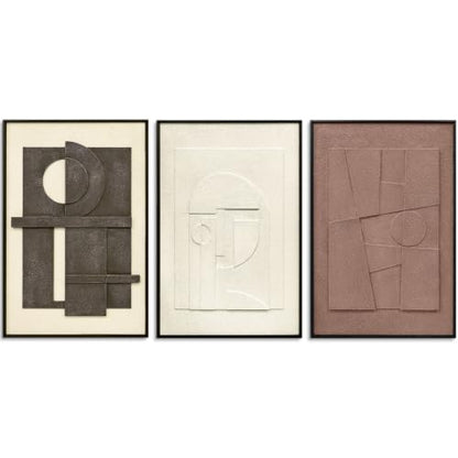 Zessonic 3D Textured Neutral Abstract Sandstone Framed Wall Art, 16"x24"x3 - color: 3D Textured, size: 16" x 24" x 3 Panels Framed